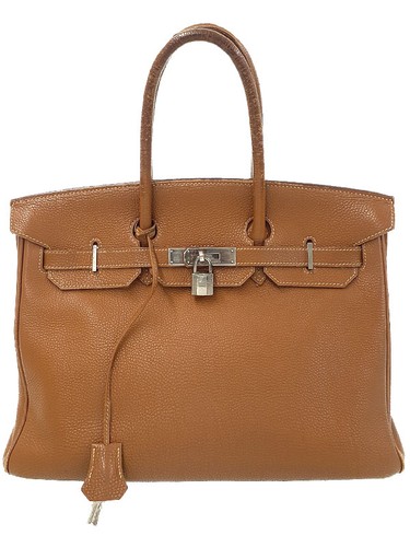 Hermes Birkin 35 Togo Leather Gold Handbag Silver Hardware 2004 Women's #TB5775