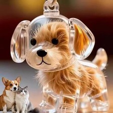 2X Dog Hair Collector Keychain Charm Memorial Storage Box, Pet Hair Keepsake