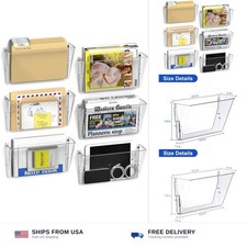 6 Pack Clear Wall File Holder, Wall Mount Acrylic File Organizer