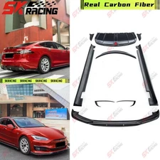 BodyKits Carbon Fiber Fits Tesla Model S 16+ Spoiler Front Rear Lip Side Skirts