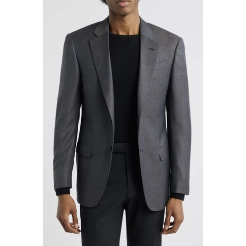 Emporio Armani Men's 48 Medium Gray G Line Deco Blazer Wool Blend Jacket OS38-8