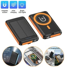 30000mAh Solar Power Bank Wireless Charger Magnetic Battery Pack for IPhone 16