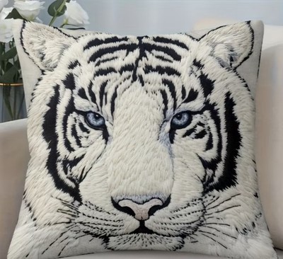 Superweicher weißer Tiger Kissenbezug Nr. 3. 45cm x 45cm
