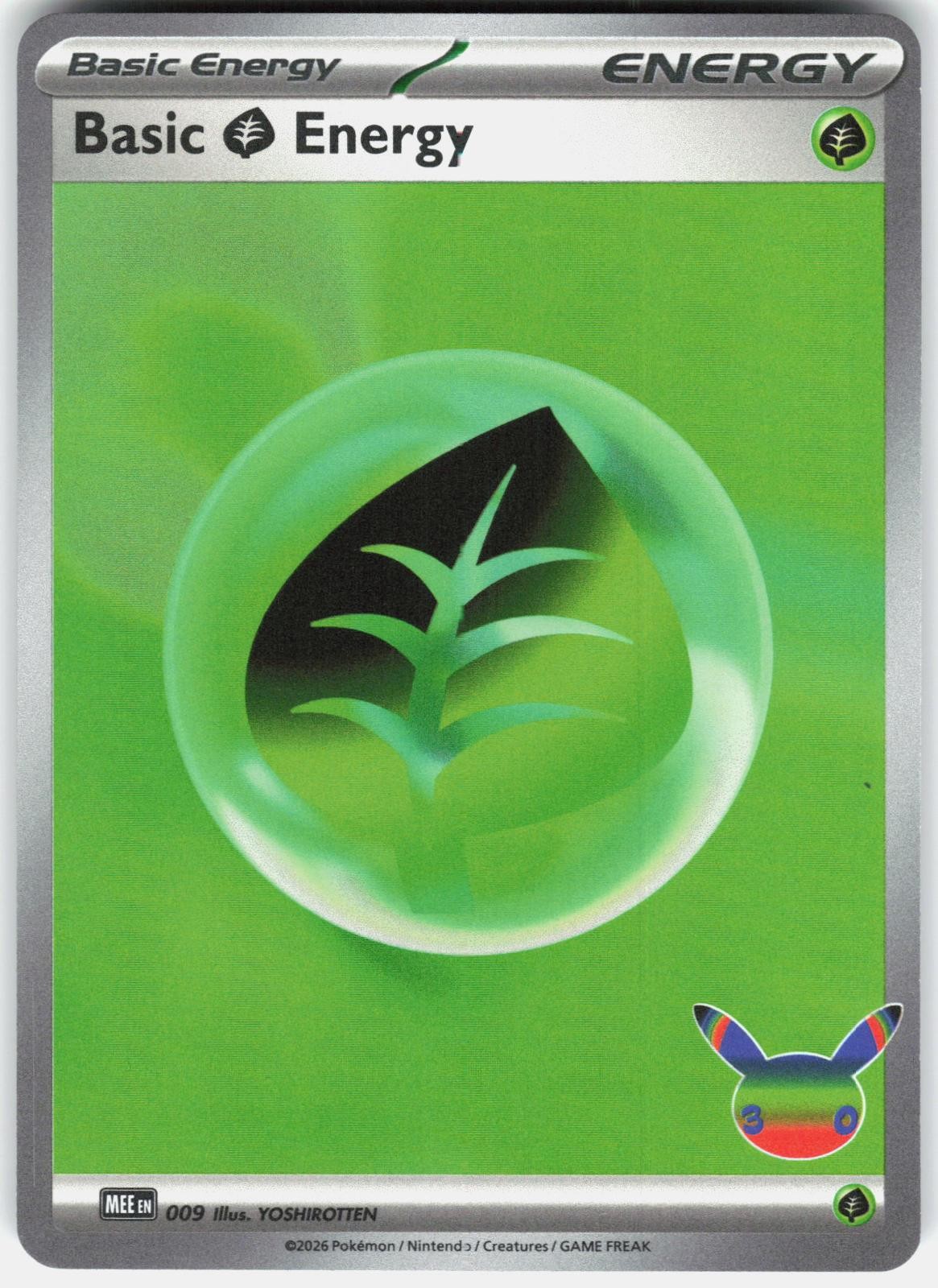 Basic Grass Energy 30th Celebration 009 Holo MEE Mega Evolution Energies Pokemon