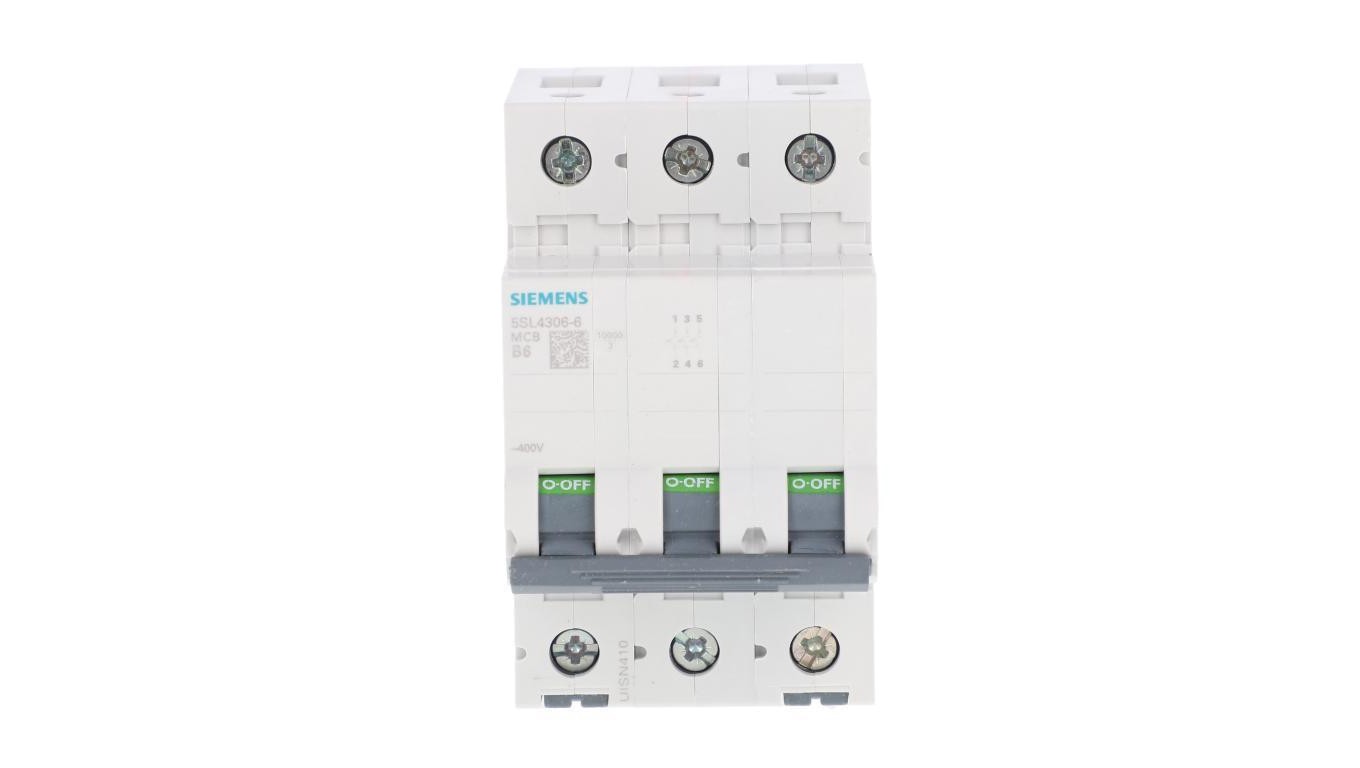 3P B 6A 10kA AC SENTRON 5SL4306-6 Overcurrent Switch