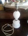 Vintage 12" Hobnail  White Milk Glass Bedside Table Lamp