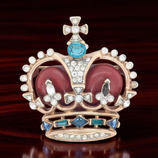 TRIFARI CORONATION GEMS CROWN ALFRED PHILIPPE 1953 BROOCH MISSING 1 STONE #7915