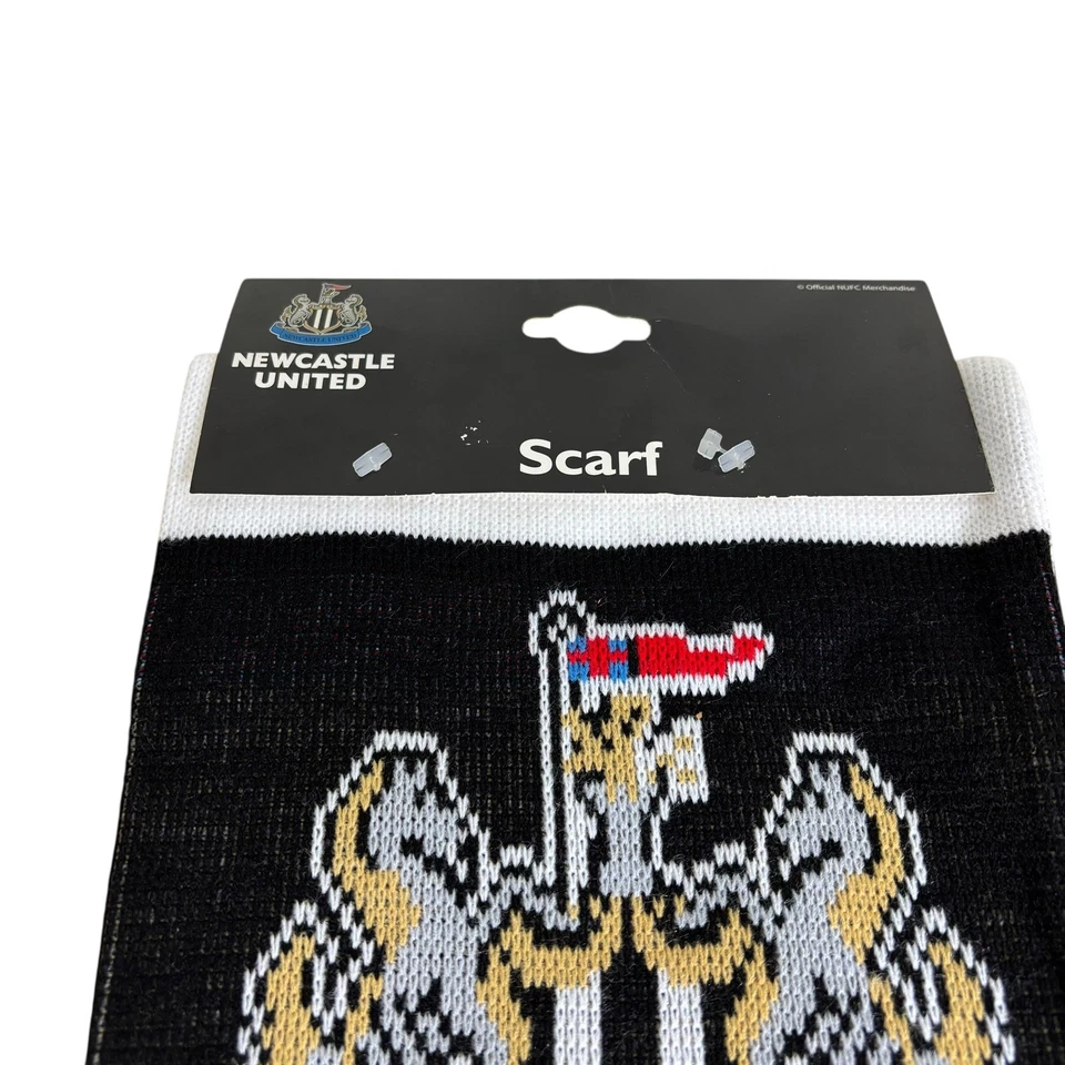BUFANDA NEWCASTLE UNITED con borlas de flecos unisex blanco y negro suave cálido Foto 3 de 4