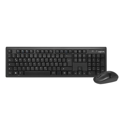 LogiLink Funk Tastatur Maus Set kabellos Kombination Keyboard QWERTZ schwarz