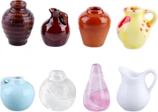 8PCS Mini Ceramic Bud Vase Magnets – 3D Flower Pot Fridge Decor for Kitchen