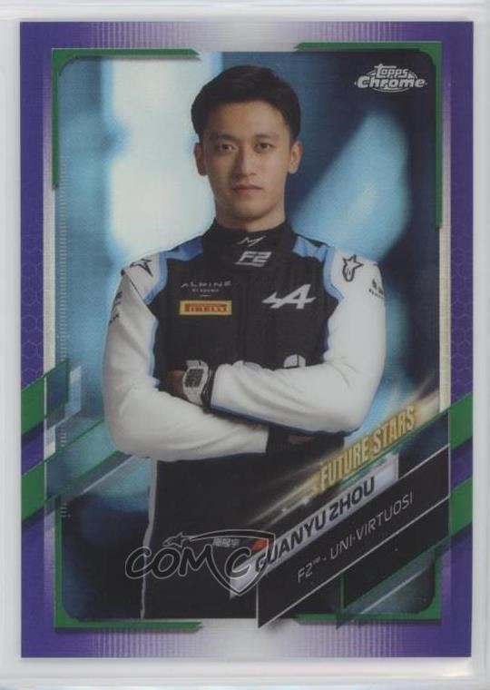 2021 Topps Chrome Formula 1 Purple & Green Refractor Zhou Guanyu #61 0hk2