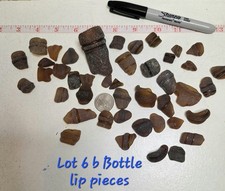Genuine Surt Tumbled Brown And Amber Sea Glass, Bottle Lip Pieces, Lot 6b