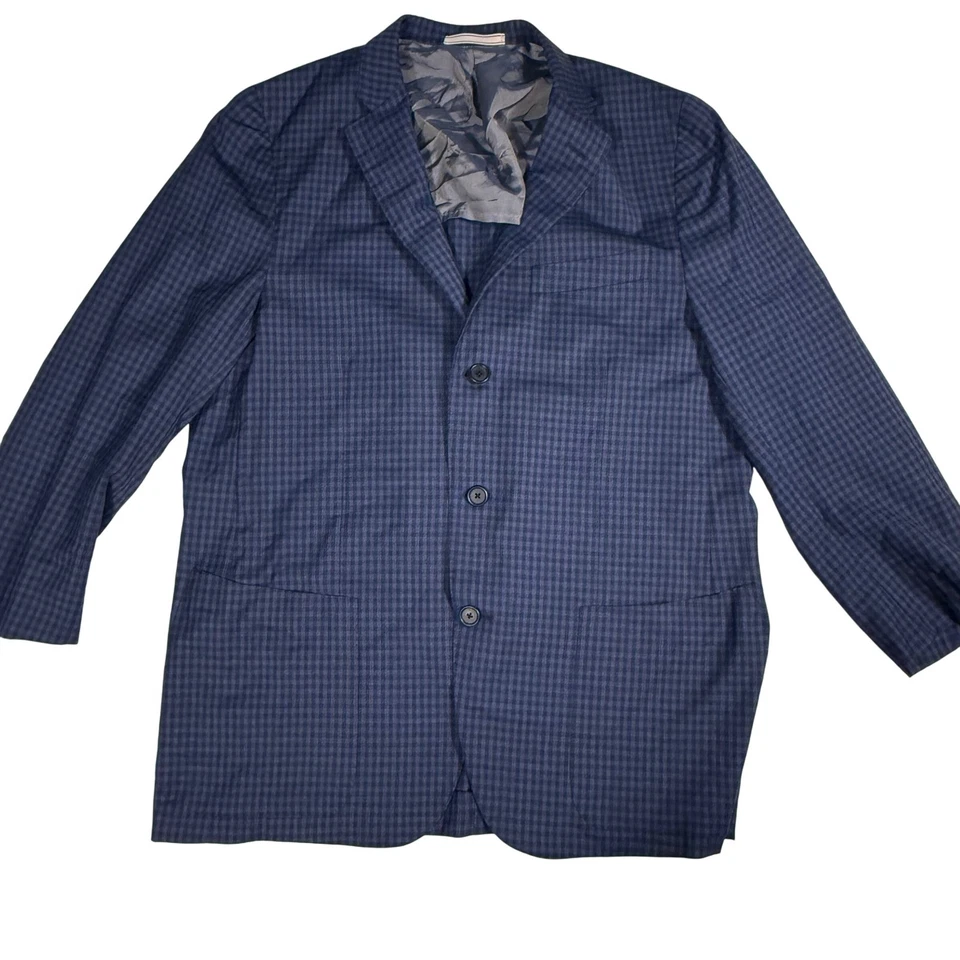 Caruso for Neiman Marcus Blazer Loro Piana Wool Gingham Mens Size 54 7R - Image 2 of 4