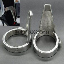 Metal Stainless Steel Heavy Ankle Cuffs Tongue Bound Handcuffs Restraint New
