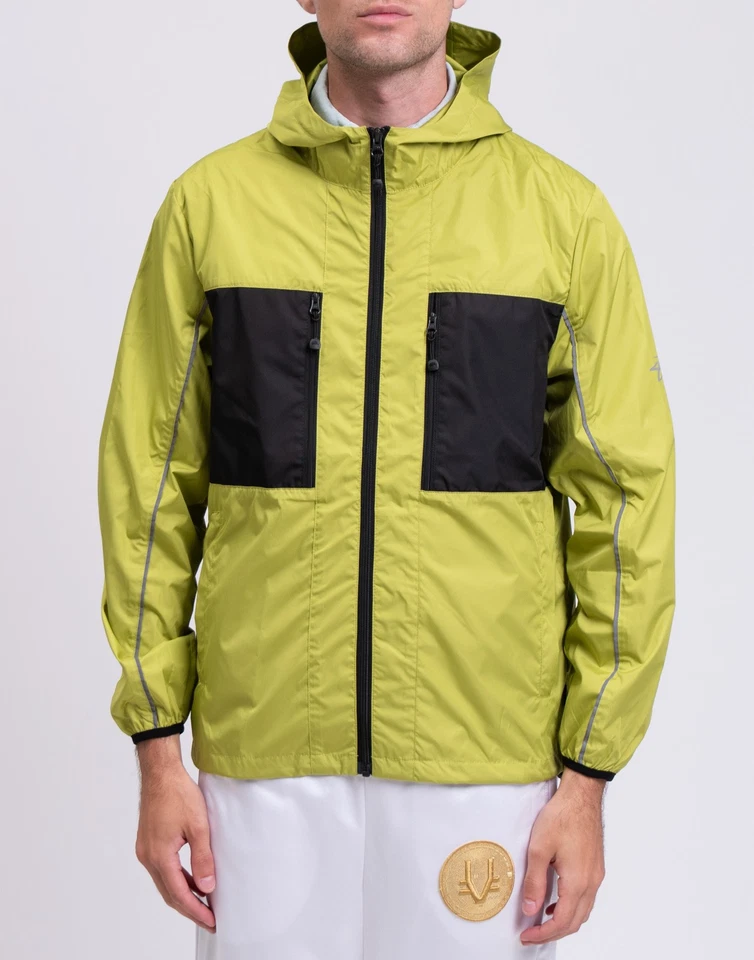 RRP€250 STUSSY Techno Fabric Jacket Size S Green Reflective Trim Hooded - Image 3 of 4