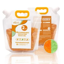 2 LBS Adsorbco Desiccant Beads, Indicating Silica Gel Beads (Orange to Green）