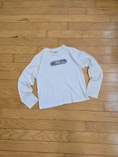 Vintage 90s Rusty Surf White Graphic Made in USA Long Sleeve T-Shirt WMS S