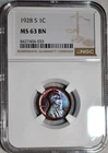 NGC MS-63 BN 1928-S Lincoln Cent, Blazing, Beautifully Toned specimen!