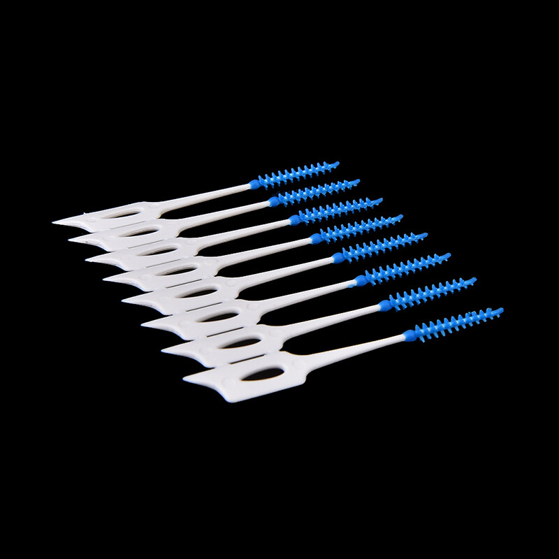 40Pcs SoftPicks Rubber Bristles Tooth Pick Dental Brush Clean Oral