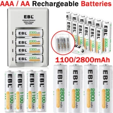 Lot EBL Double A, Triple A  Ni-MH Rechargeable Battery / 4 Slot Smart Charger