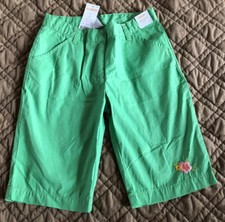 Gymboree Coral Reef 12 NWT Bermuda Shorts Green Embroidered Flower Vintage 2007