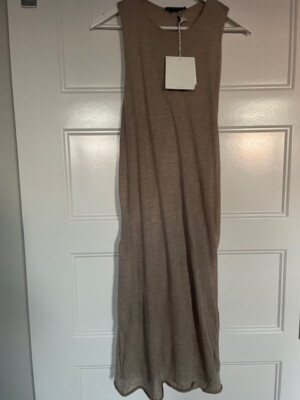 BNWT $1790 THE ROW Womens Kira Cashmere Jersey Dress Alabaster Melange SZ L  | eBay