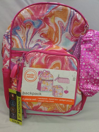 Wonder Nation• Girls• 17"X13" Piece•Backpack Set• Marbilized• NWT• Free Shipping