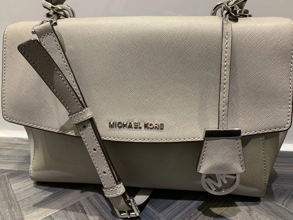 MICHAEL KORS Ava Saffiano Leather Pearl Grey