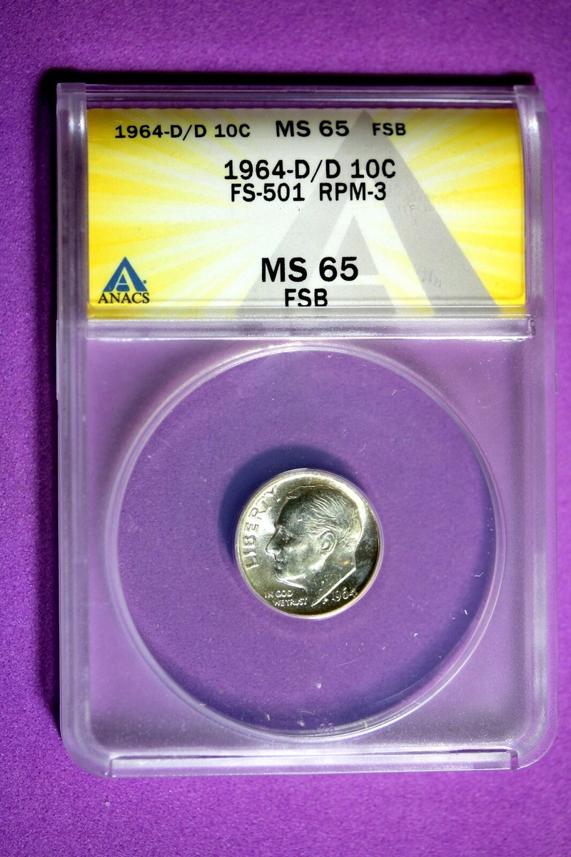 1964 D/D ANACS MS65 FB Roosevelt Dime #B29647 | eBay