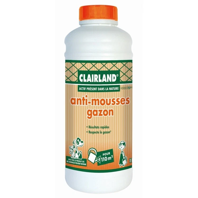 Clairland - Anti-Mousses Gazon - Actif présent dans la nature - Concentré 1 L