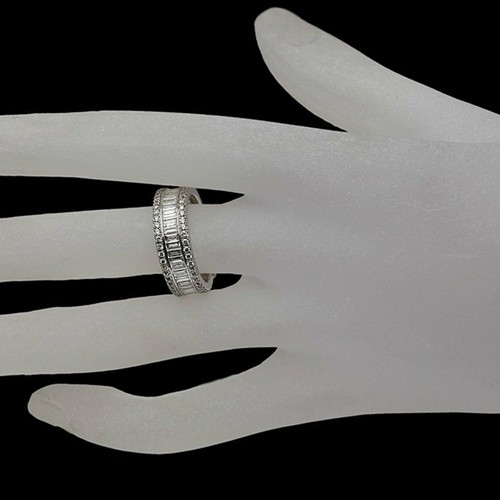 Baguette Diamond Solid 925 Sterling Silver Ring Promise Ring RSG 365 - Picture 6 of 7