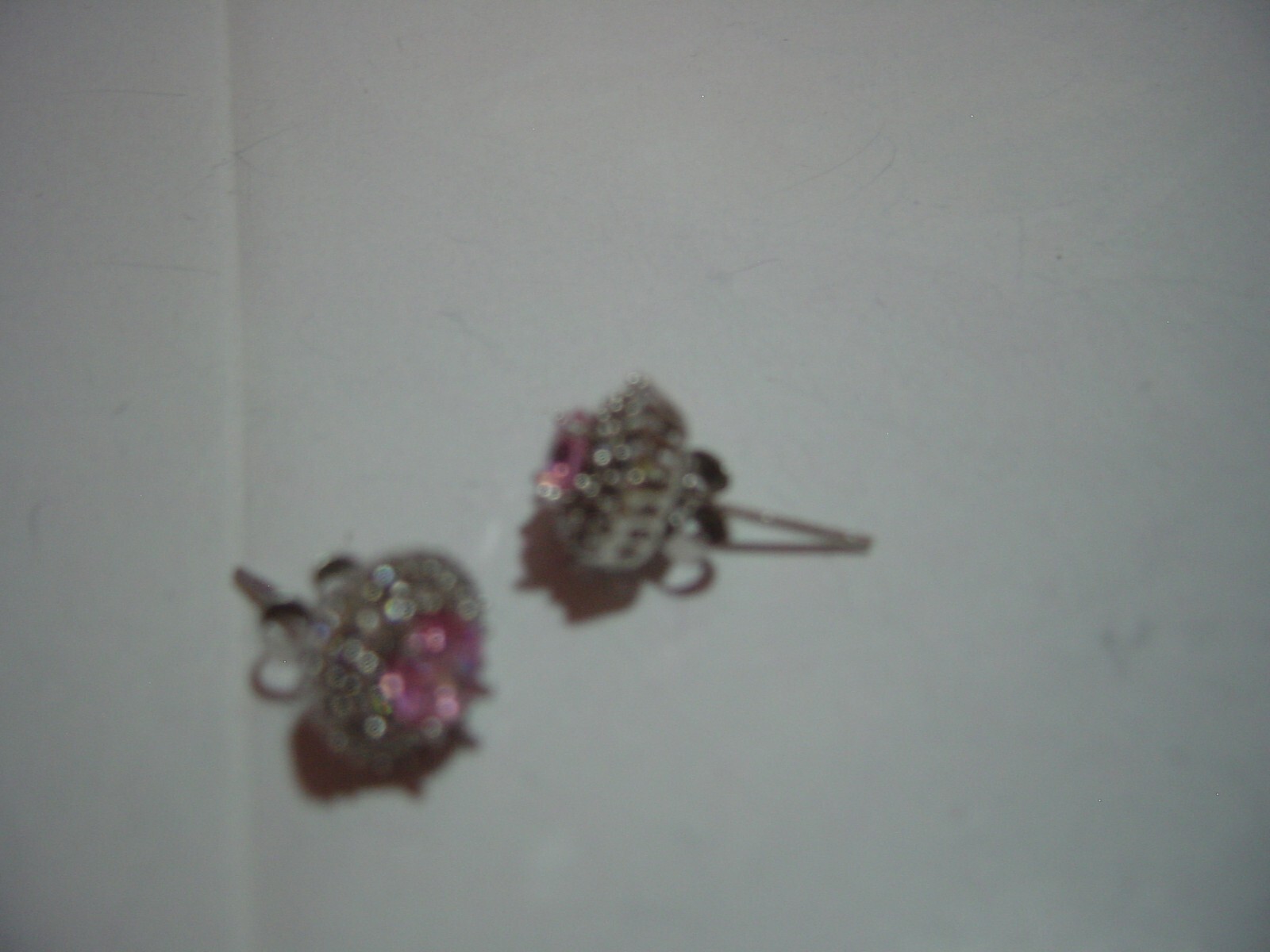 Stunning Solid Silver ROUND Earrings-superb pink … - image 3