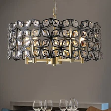 Gold Luxury K9 Crystal Chandelier Fixture Lamp LED Dining Pendant Ceiling Light