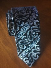 Steven Land The Big Knot Black  Gray Striped and Geometric Pattern Men's Tie.