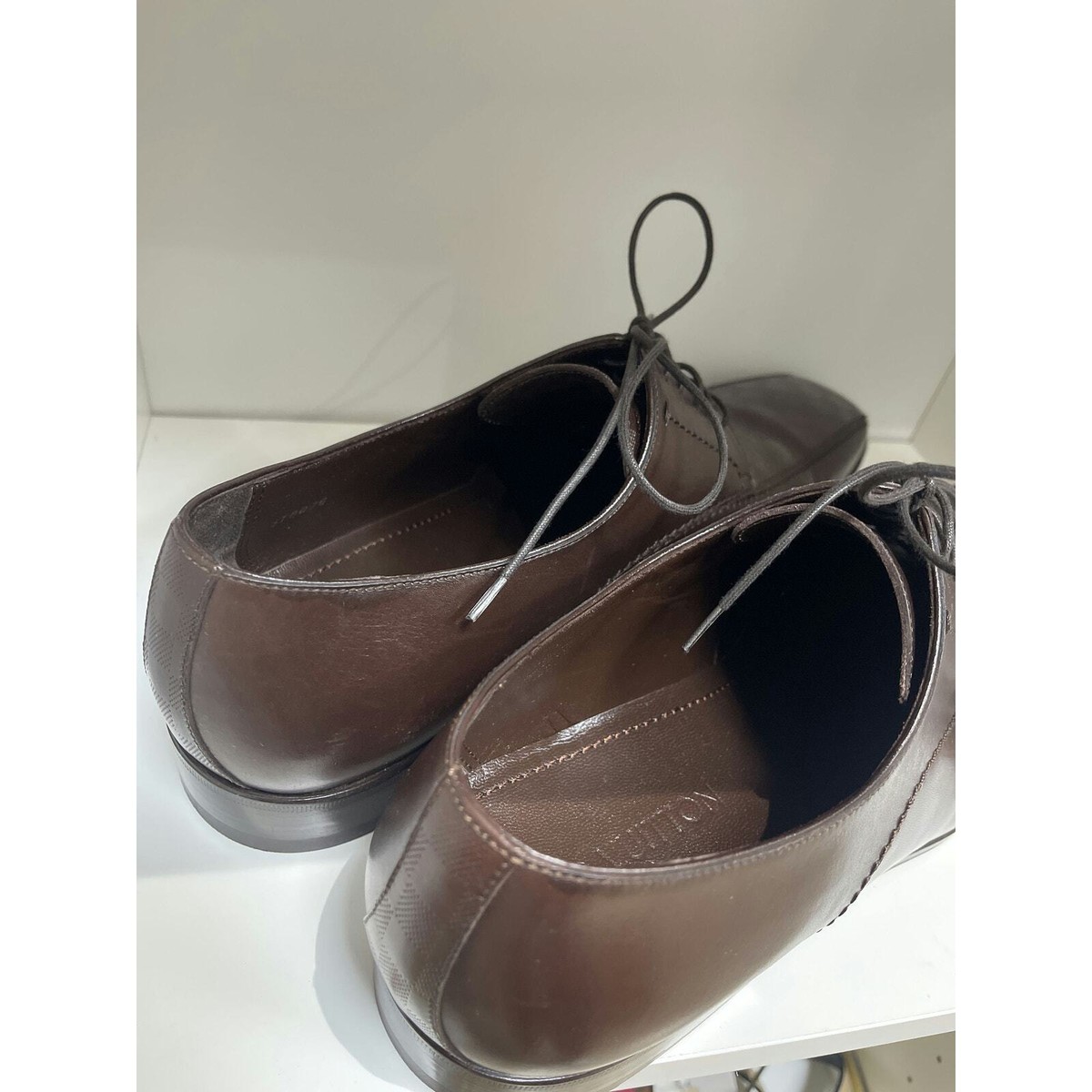 Louis Vuitton Damier Brown Leather Lace-Up Dress Shoes Size 
