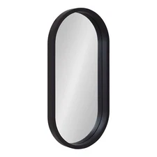 Kate and Laurel Travis Modern Wood Framed Capsule Wall Mirror, 12 x 24, Black...