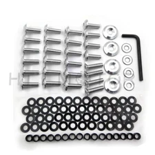 Silver Aluminum Motorcycle Fairing Bolts Kit Washers For 1998-1999 Yamaha YZF R1