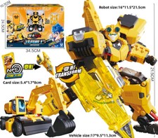 Metal Cardbot DEXTER Giallo Pala Elettrica Trapano Trasformatore Robot Auto Card Giocattolo
