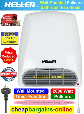HELLER BATHROOM HEATER ELECTRIC BATHROOM FAN HEATER WALL MOUNTED WHITE ...