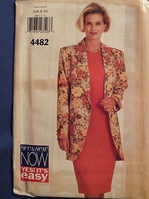 Easy OOP BUTTERICK 4482 MS/MP Jacket & Dress PATTERN 6-8-10/12-14-16/18-20-22 UC