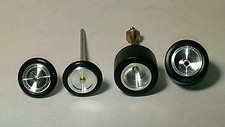 HO AFX 1 Aluminum Rim Set Skinny Pin On Fronts w Independent Rotation