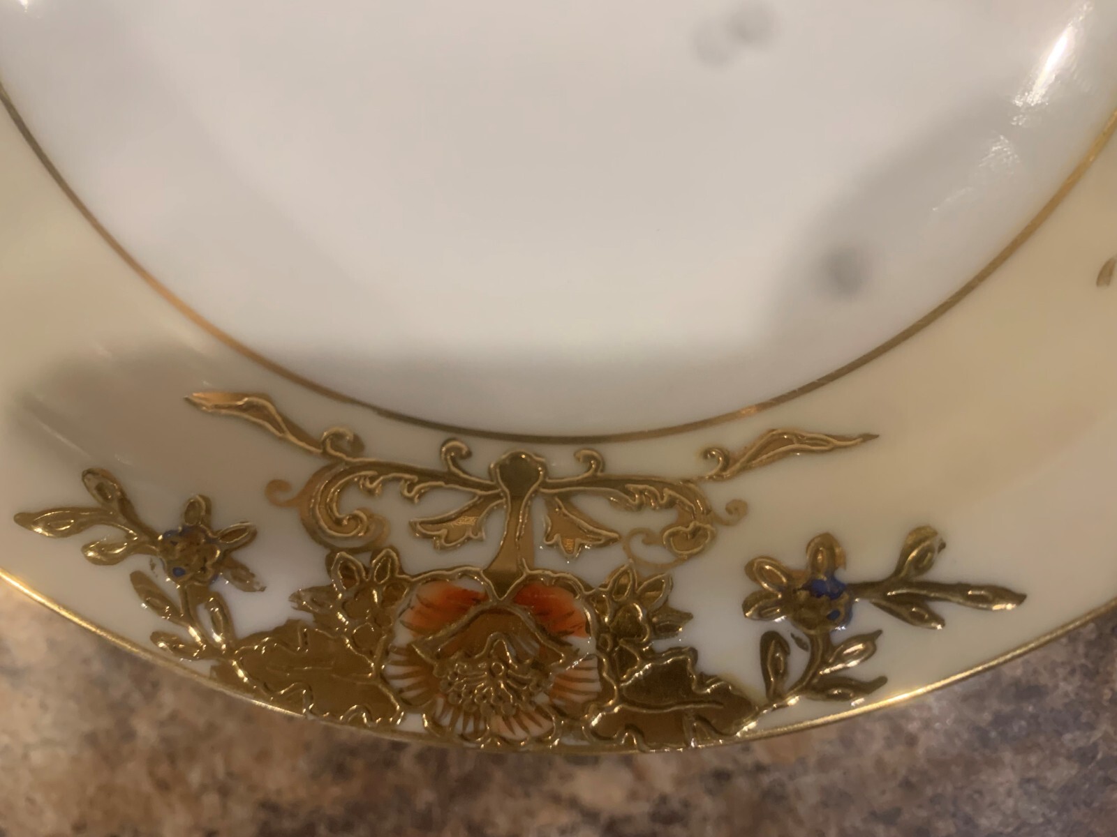 Noritake 42200 6" Trinket Candy Dish Gold Hand Gilded Moriage Red
