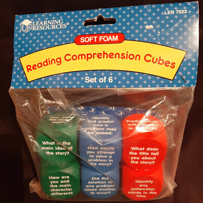 Learning Resources Soft Foam Reading Comprehension Cubes x6 New