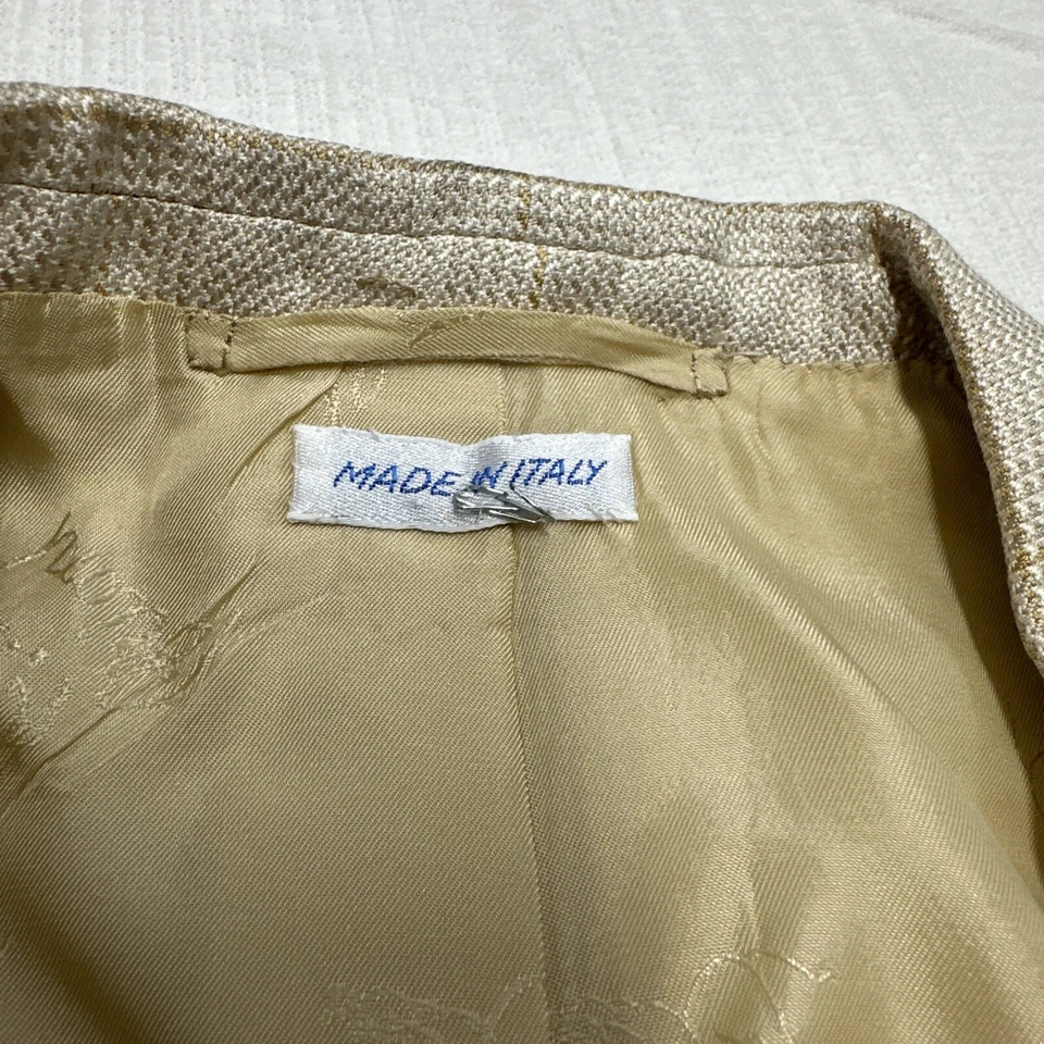 Blazer a Cuadros Brioni Para Hombre Dorado Brioni Botones de Metal • Italia • 42L 100% Seda Foto 4 de 4