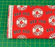 Boston Red Sox Fabric, HALF YARD, Baseball Sports Team 100% Cotton Fabric