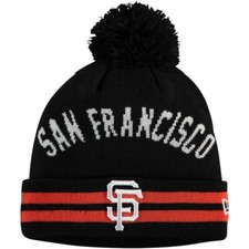 Men's New Era Black San Francisco Giants Arch Cuffed Knit Hat with Pom