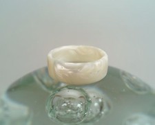 White Pearl Acrylic Resin Ring  Men's or Women's  Handmade to Order