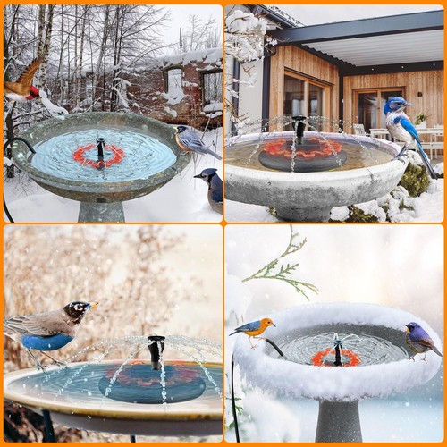 Winter Bird Bath Heater,70W Thermostat Control,3.3ft Cord,Ideal Outdoor Garden