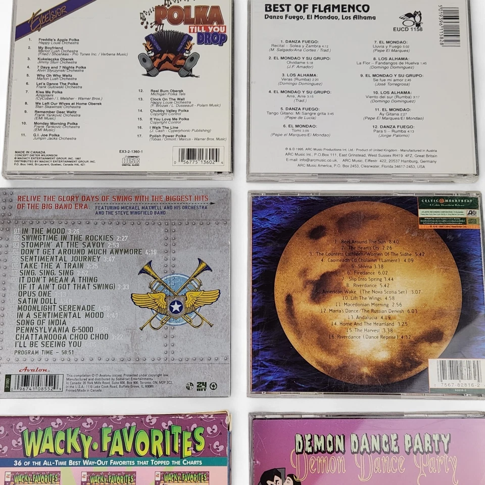 CD Lot of 6 Wacky Favorites Riverdance, Satin Doll, Polka, Flamenco, Demon Party Foto 4 de 4