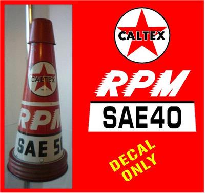 VINTAGE CALTEX OIL BOTTLE POURER Decal Sticker Garage Mancave Motoroil ...